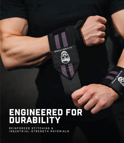 Gymreapers Weightlifting Wrist Wraps (IPF Approved) Professional Quality Wrist Support with Heavy Duty Thumb Loop - Best Wrap for Powerlifting Competition, Strength Training, Bodybuilding