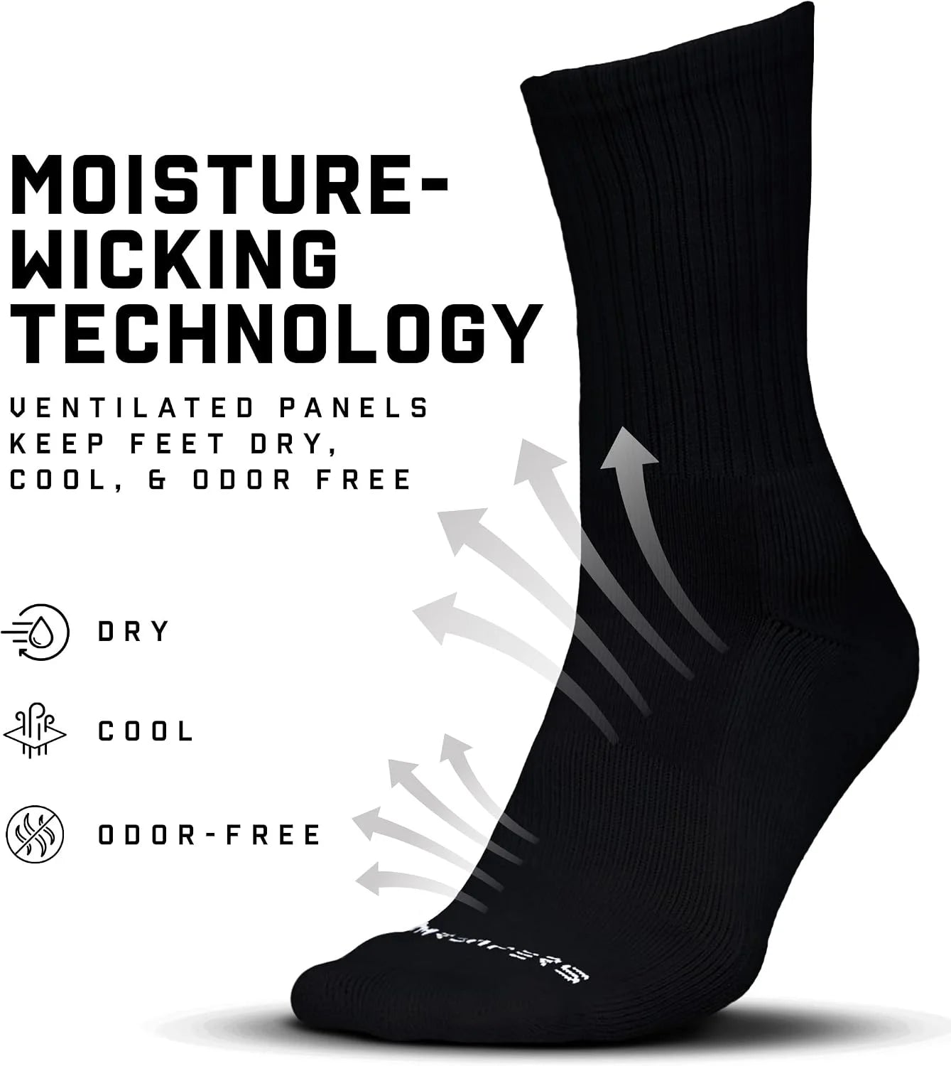 Gymreapers Crew Socks For Men & Women (6-Pack) – Long Moisture Wicking 100% Cotton Socks - Breathable Supportive Fit Socks