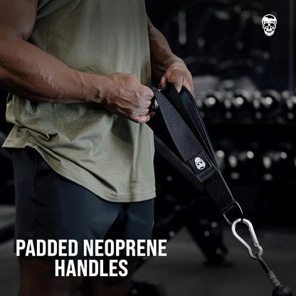 Gymreapers Tricep Rope Cable Attachment - Multi-Workout Tricep Pull Down Cable Attachment - Perfect Gym Cable attachments (3 Lengths Built in One)