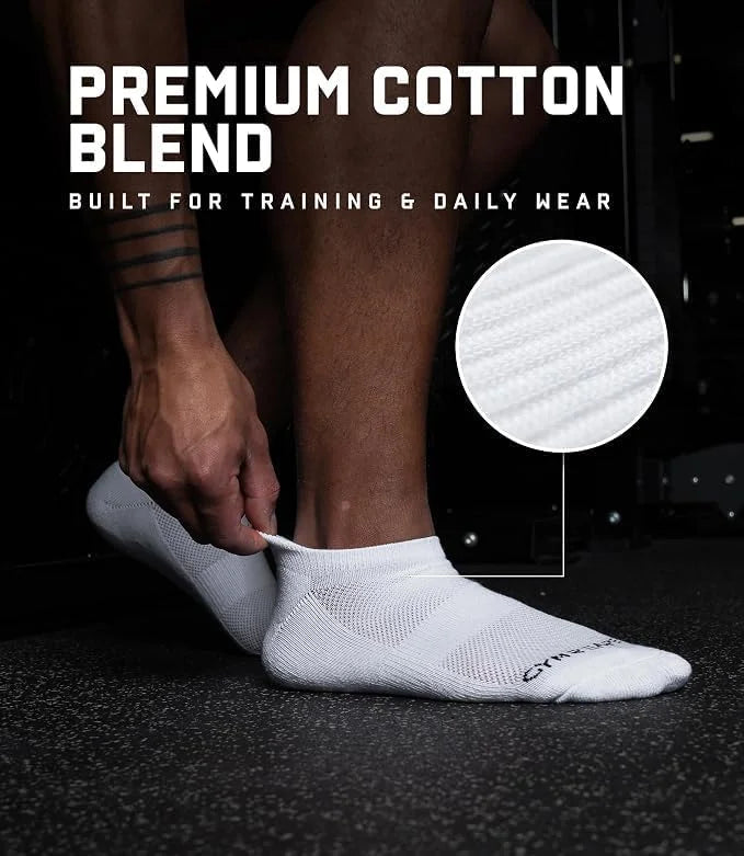 Gymreapers Ankle Socks for Men & Women (6-Pack) – Moisture-Wicking Black & White Breathable Cotton Athletic Socks