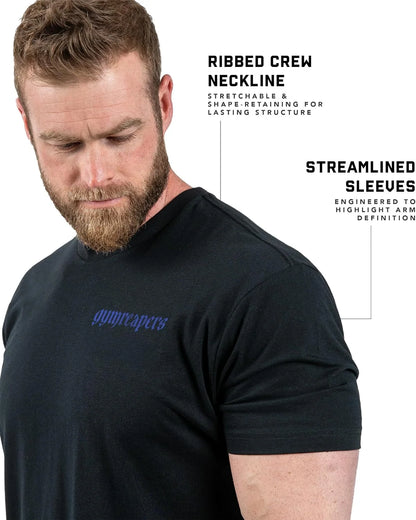 Gymreapers Skull Moisture Wicking T-Shirts for Men - Short Sleeve Workout Gym Shirts - Running Athletic Tees & Dry Fit Tshirt