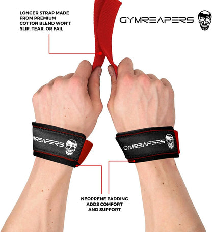 Gymreapers Lifting Wrist Straps for Weightlifting, Bodybuilding, Powerlifting, Strength Training, & Deadlifts - Padded Neoprene with 18" Cotton
