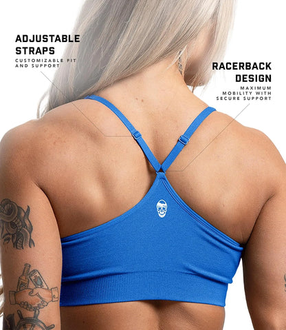 Gymreapers Seamless Sports Bra for Women - Wireless Compression Padded Supportive Bras for Gym, Yoga, & Fitness (X-Small, Electric Blue)