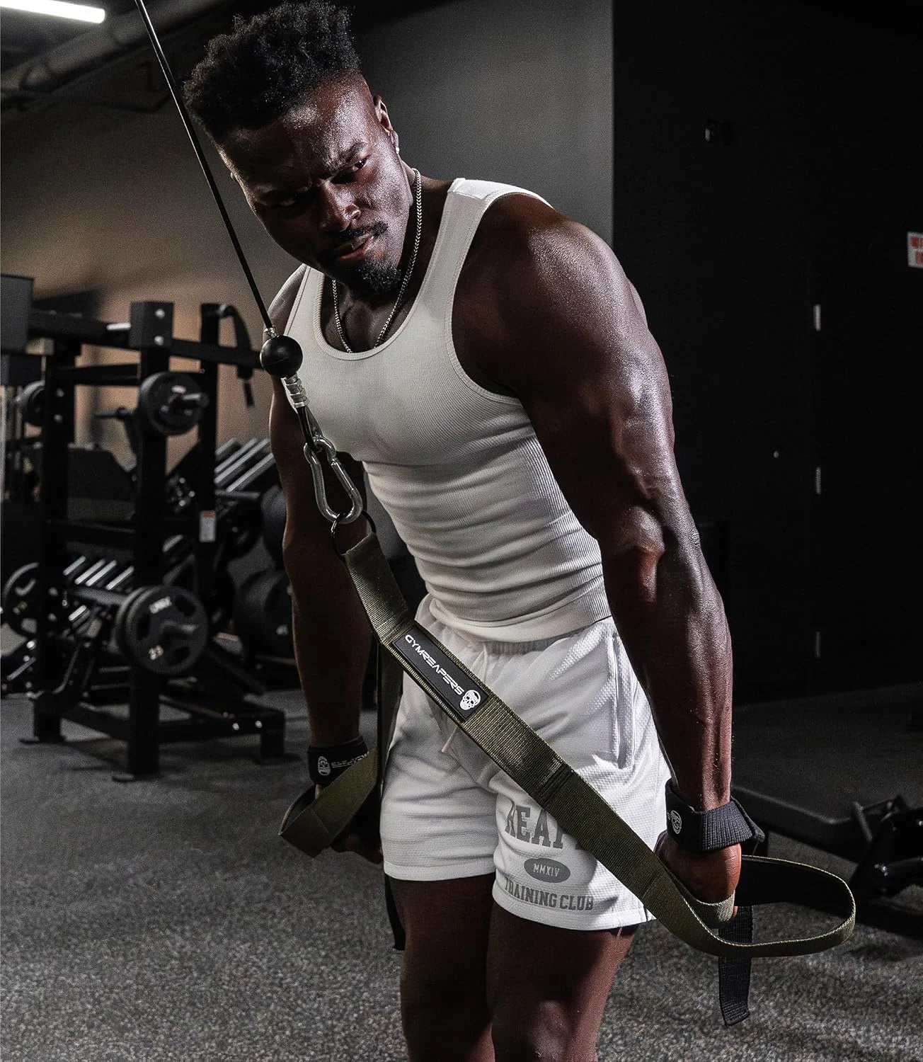 Gymreapers Tricep Rope Cable Attachment - Multi-Workout Tricep Pull Down Cable Attachment - Perfect Gym Cable attachments (3 Lengths Built in One)