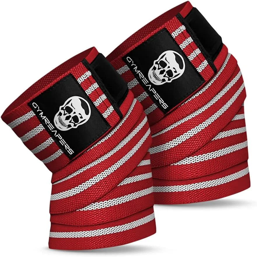 Gymreapers Knee Wraps for Squats and Powerlifting 72 Inch Compression Wraps with Strap for Men & Women Weightlifting Support