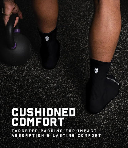Gymreapers Crew Socks For Men & Women (6-Pack) – Long Moisture Wicking 100% Cotton Socks - Breathable Supportive Fit Socks