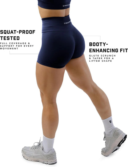 Gymreapers Athletic Shorts for Women - Seamless Butt Lifting Tummy Control Running Shorts for Yoga, Biker, Gym Workout Squat