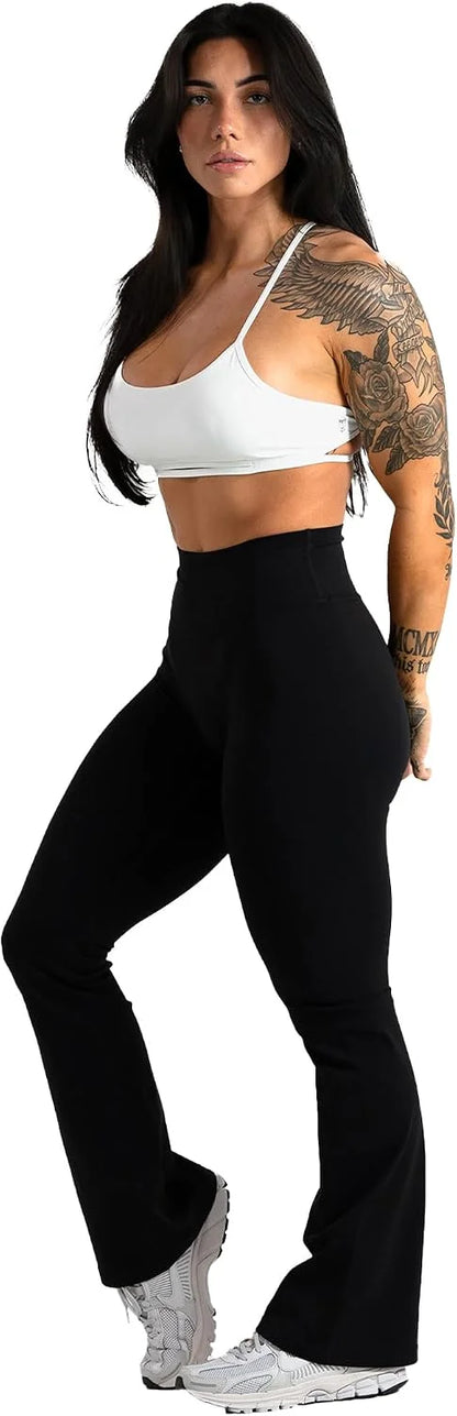 Gymreapers High Waisted Flare Leggings for Women Stretchy Workout Bootcut Gym Leggings - Tummy Control Wide Leg Yoga Pants