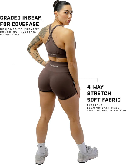 Gymreapers Athletic Shorts for Women - Seamless Butt Lifting Tummy Control Running Shorts for Yoga, Biker, Gym Workout Squat