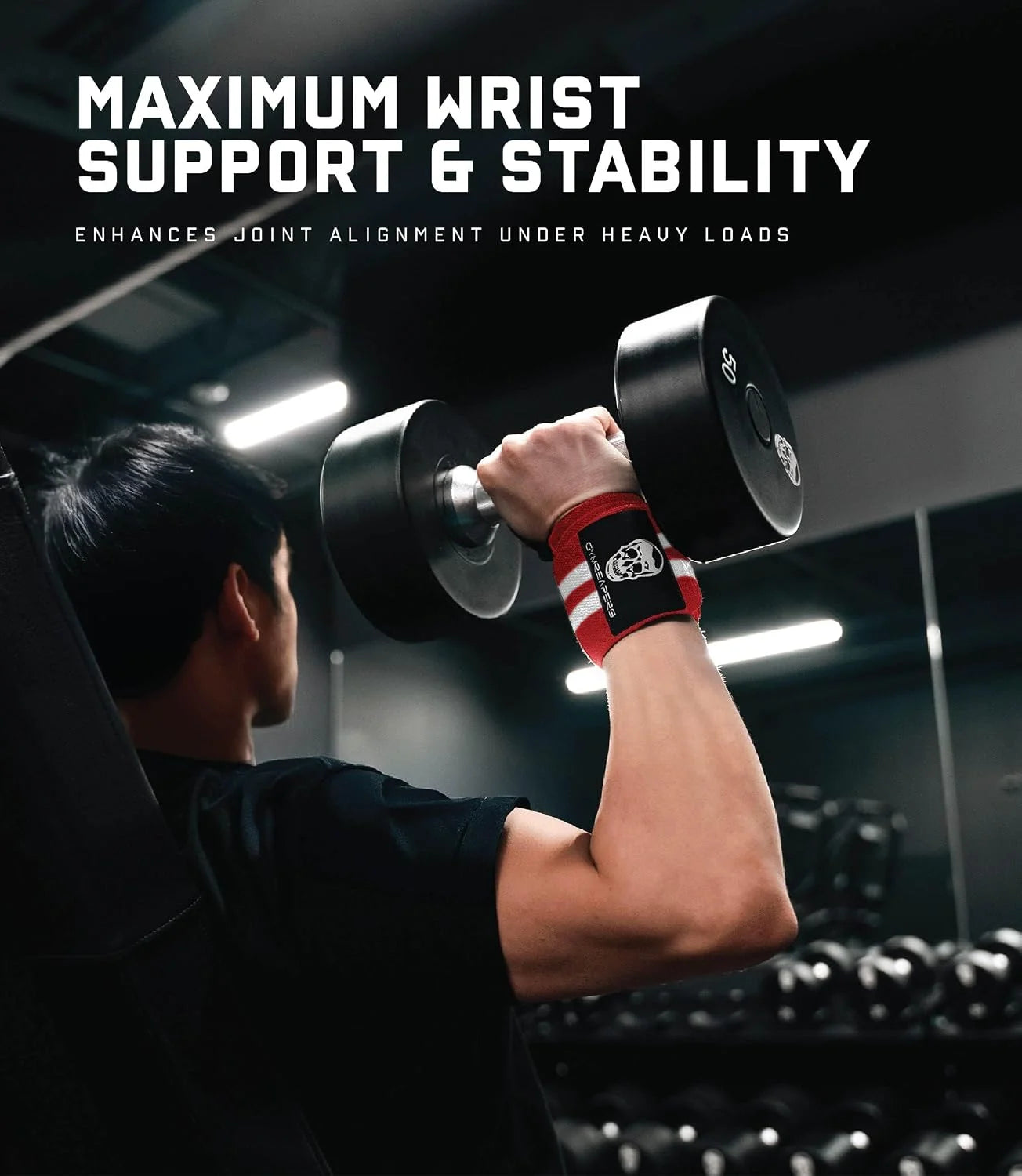 Gymreapers Weightlifting Wrist Wraps (IPF Approved) Professional Quality Wrist Support with Heavy Duty Thumb Loop - Best Wrap for Powerlifting Competition, Strength Training, Bodybuilding