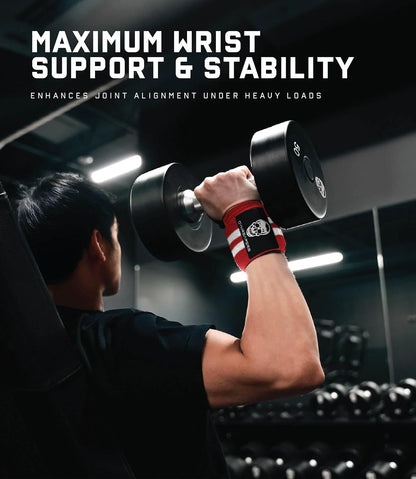 Gymreapers Weightlifting Wrist Wraps (IPF Approved) Professional Quality Wrist Support with Heavy Duty Thumb Loop - Best Wrap for Powerlifting Competition, Strength Training, Bodybuilding