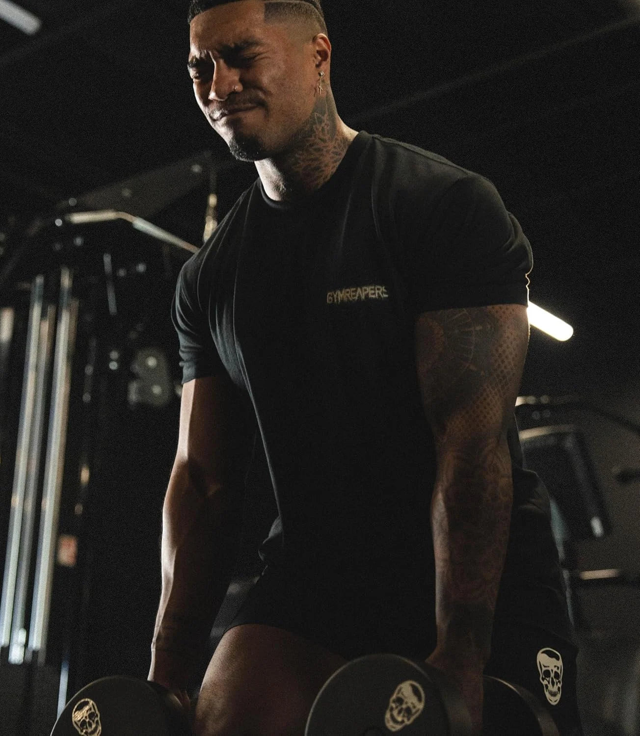 Gymreapers Skull Moisture Wicking T-Shirts for Men - Short Sleeve Workout Gym Shirts - Running Athletic Tees & Dry Fit Tshirt