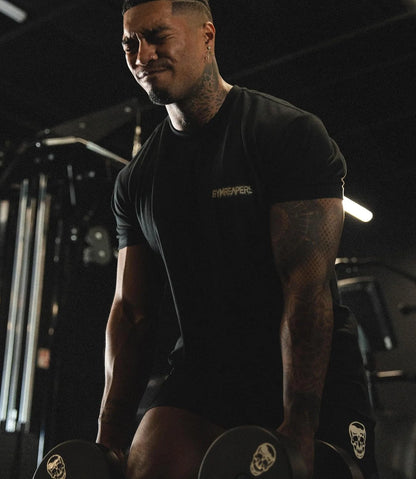 Gymreapers Skull Moisture Wicking T-Shirts for Men - Short Sleeve Workout Gym Shirts - Running Athletic Tees & Dry Fit Tshirt