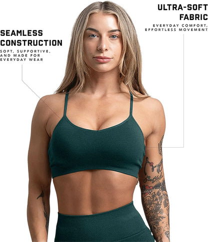 Gymreapers Seamless Sports Bra for Women - Wireless Compression Padded Supportive Bras for Gym, Yoga, & Fitness