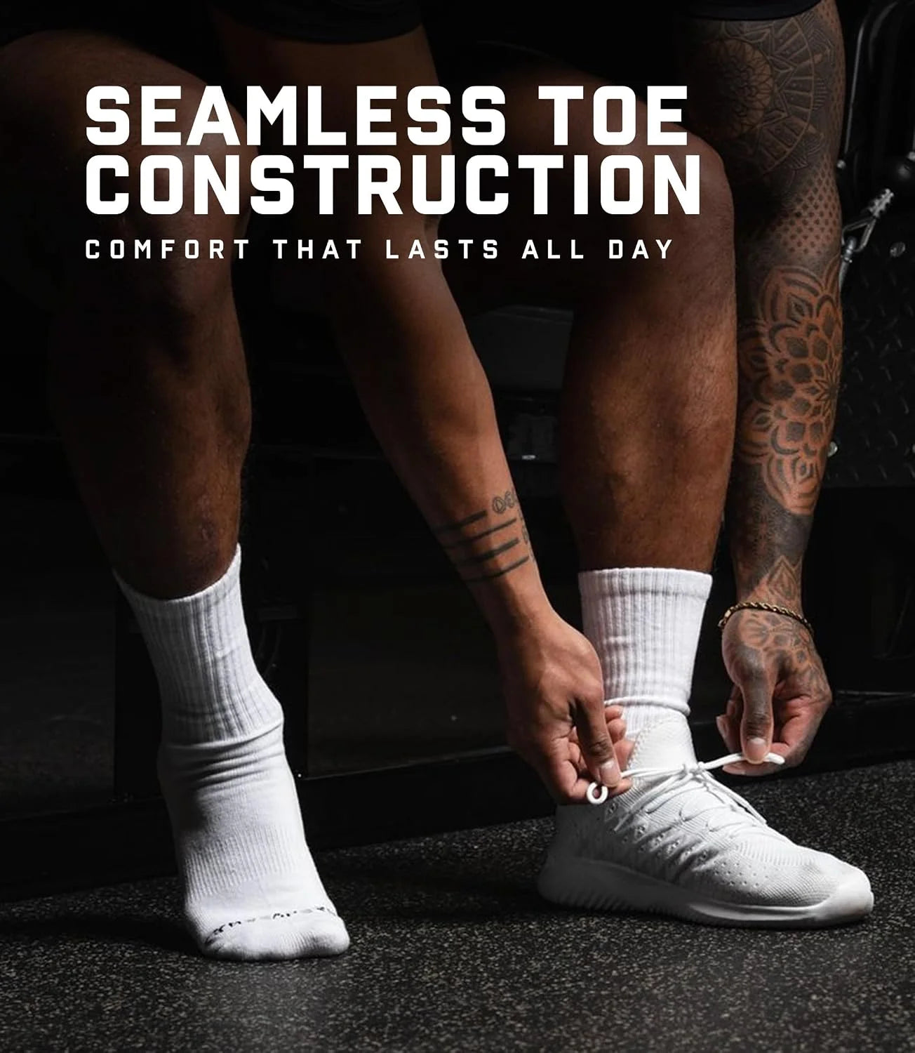 Gymreapers Crew Socks For Men & Women (6-Pack) – Long Moisture Wicking 100% Cotton Socks - Breathable Supportive Fit Socks