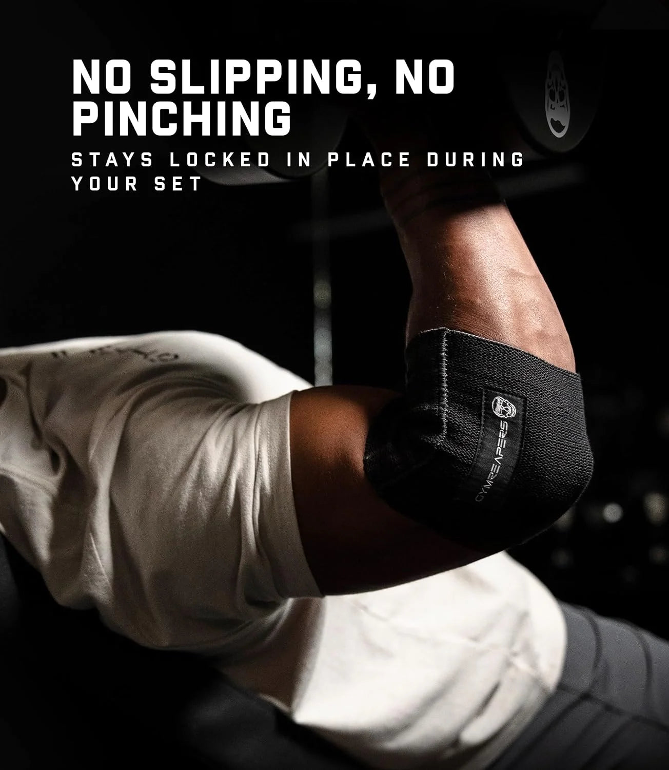 Gymreapers Elbow Compression Cuff for Weightlifting, Powerlifting – Support & Relief for Tendonitis, Stability, Tennis Elbow, Strength Training & Injury Recovery (Black, 9")