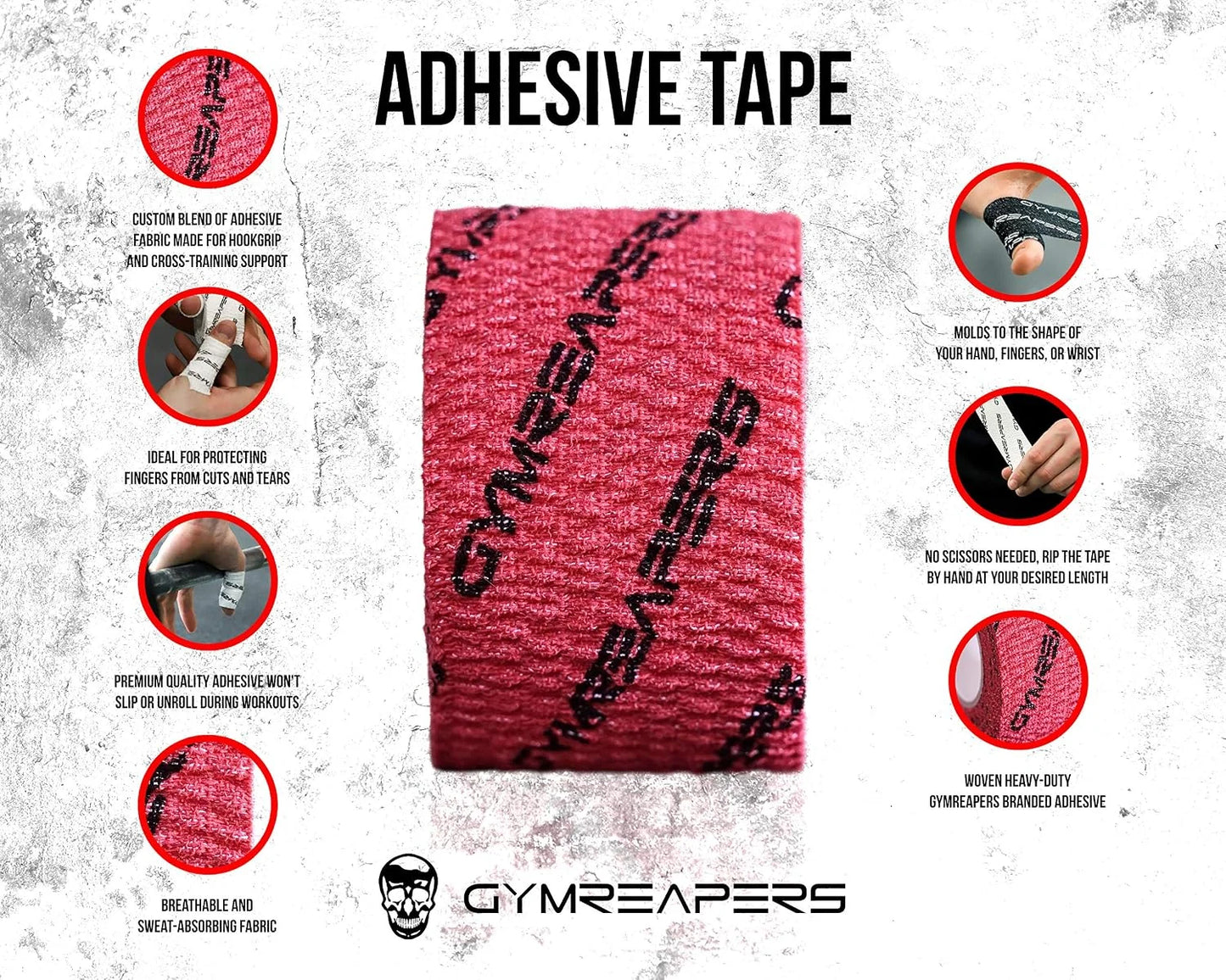 Gymreapers Weightlifting Adhesive Thumb Tape, Stretchy Athletic Tape Grip & Protection for Olympic Lifting, Cross Training, Powerlifting, Hookgrip