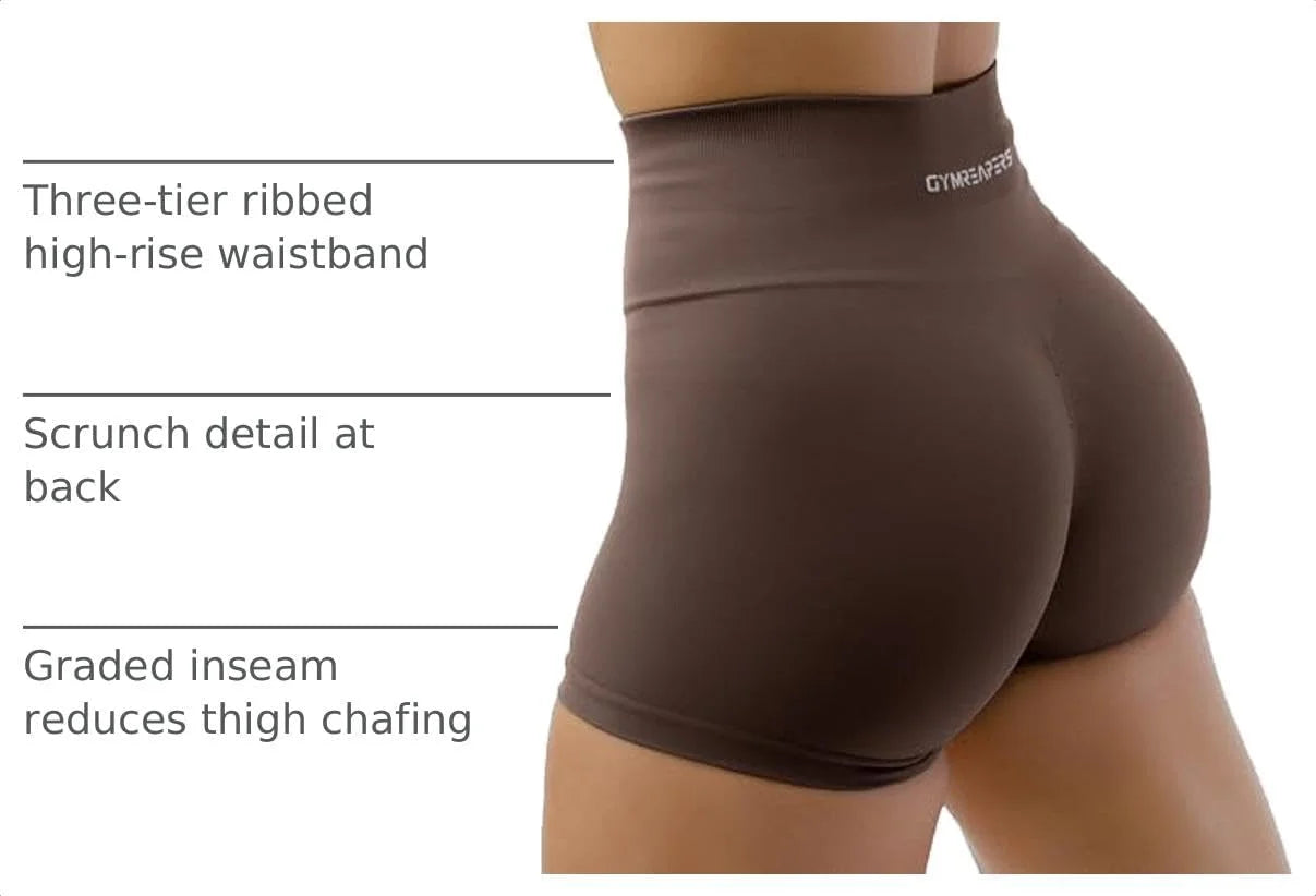 Gymreapers Athletic Shorts for Women - Seamless Butt Lifting Tummy Control Running Shorts for Yoga, Biker, Gym Workout Squat