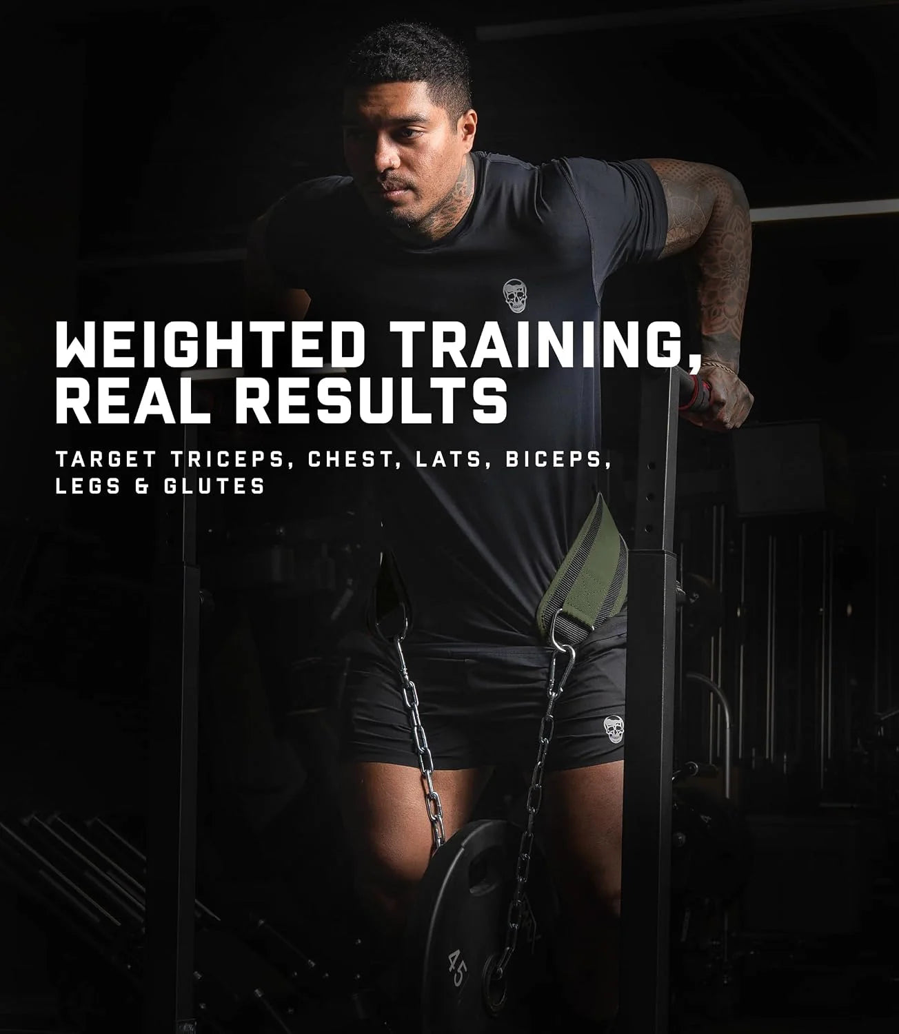 Gymreapers Dip Belt With Chain For Weightlifting, Pull Ups, Dips - Heavy Duty Steel Chain For Added Weight Training