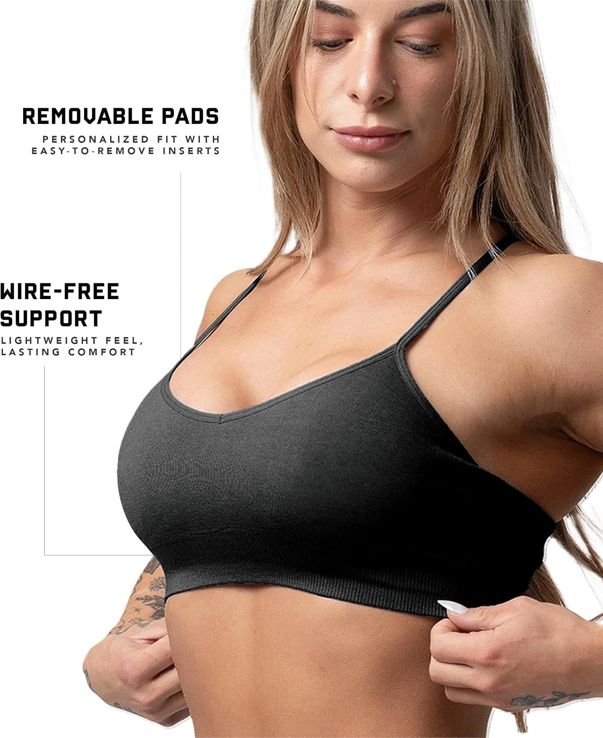 Gymreapers Seamless Sports Bra for Women - Wireless Compression Padded Supportive Bras for Gym, Yoga, & Fitness