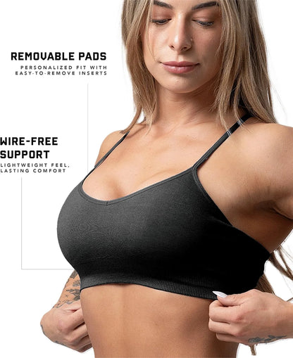 Gymreapers Seamless Sports Bra for Women - Wireless Compression Padded Supportive Bras for Gym, Yoga, & Fitness