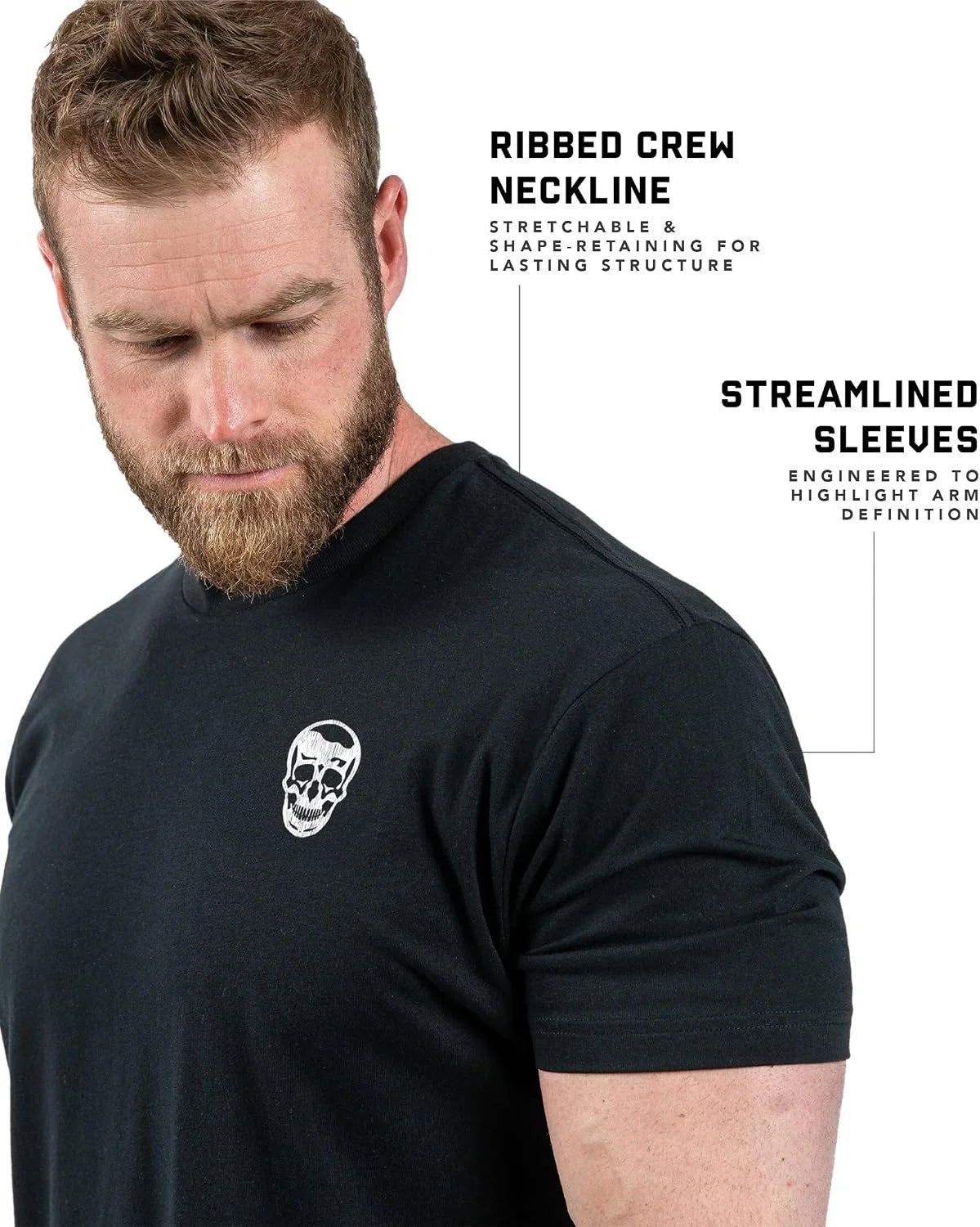 Gymreapers Skull Moisture Wicking T-Shirts for Men - Short Sleeve Workout Gym Shirts - Running Athletic Tees & Dry Fit Tshirt