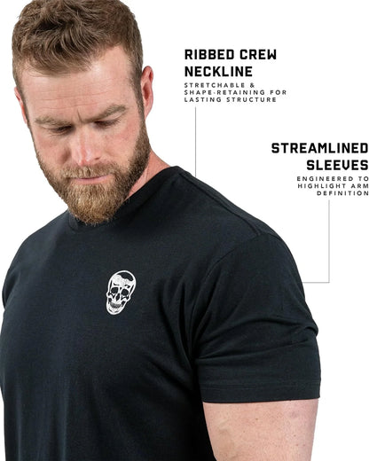 Gymreapers Skull Moisture Wicking T-Shirts for Men - Short Sleeve Workout Gym Shirts - Running Athletic Tees & Dry Fit Tshirt