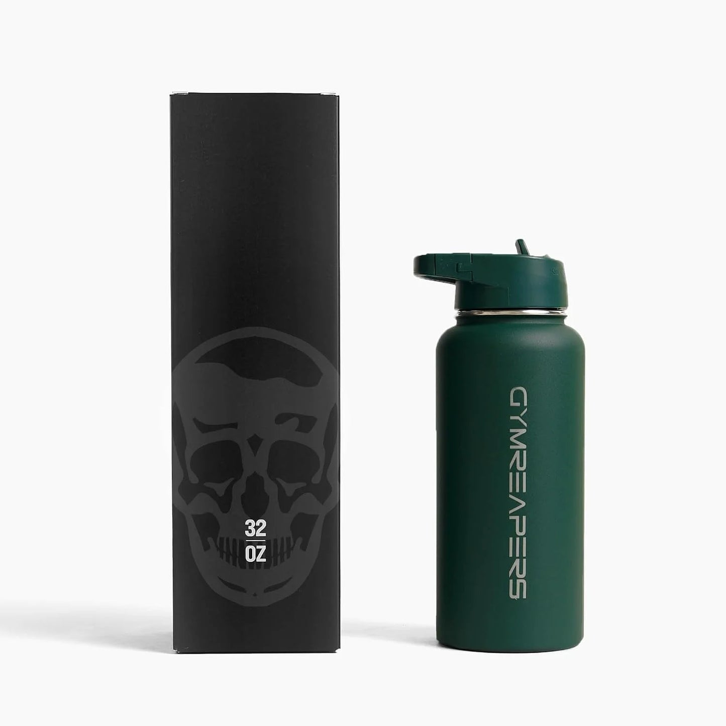 Gymreapers Insulated Water Bottle with Straw - 32 OZ Stainless Steel Water Bottles - BPA Free Metal Double Wall Vacuum Cold Hot Leakfree Flask Jug For Travel, Sports, Gym, School & Workout