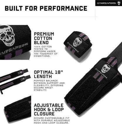 Gymreapers Weightlifting Wrist Wraps (IPF Approved) Professional Quality Wrist Support with Heavy Duty Thumb Loop - Best Wrap for Powerlifting Competition, Strength Training, Bodybuilding