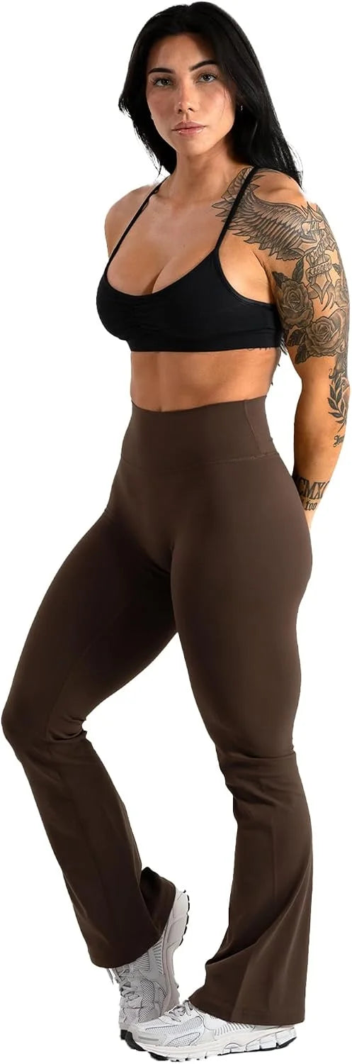 Gymreapers High Waisted Flare Leggings for Women Stretchy Workout Bootcut Gym Leggings - Tummy Control Wide Leg Yoga Pants
