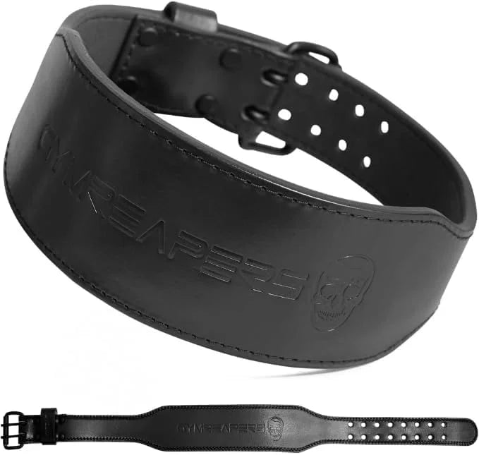Gymreapers Weight Lifting Belt - 7MM Heavy Duty Pro Leather Belt with Adjustable Buckle - Stabilizing Lower Back Support 4 Inches Wide For Weightlifting, Bodybuilding, Cross Training