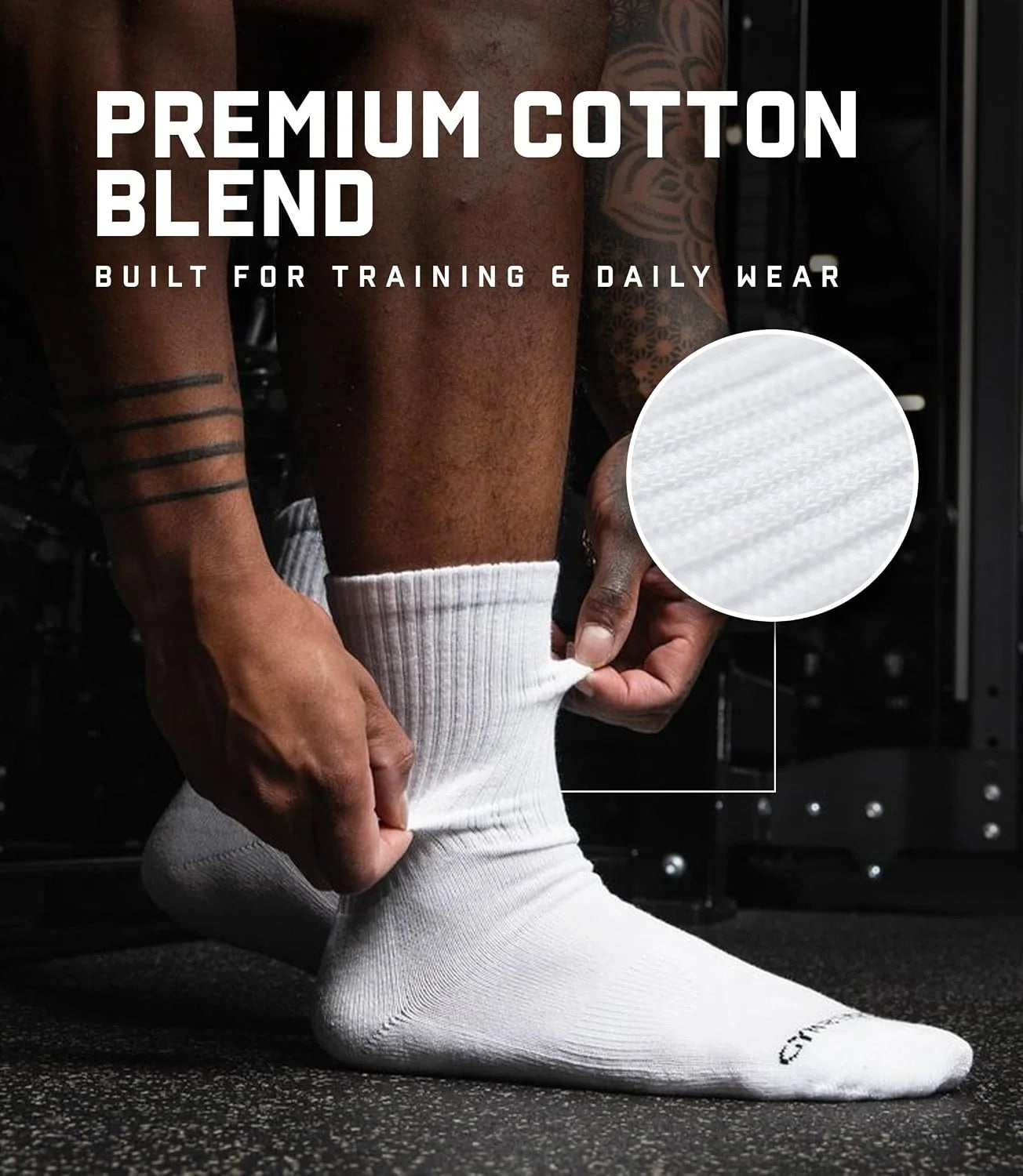Gymreapers Crew Socks For Men & Women (6-Pack) – Long Moisture Wicking 100% Cotton Socks - Breathable Supportive Fit Socks