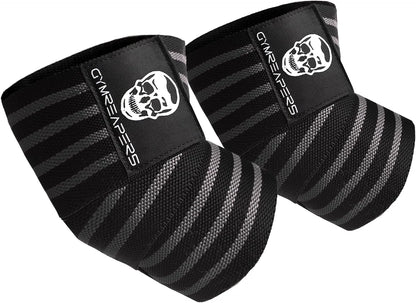 Gymreapers Weightlifting Elbow Wraps (1 Pair) - Flexible 40'' Elbow Compression Strap & Joint Support Brace - for Bench Press, Powerlifting, and Pressing