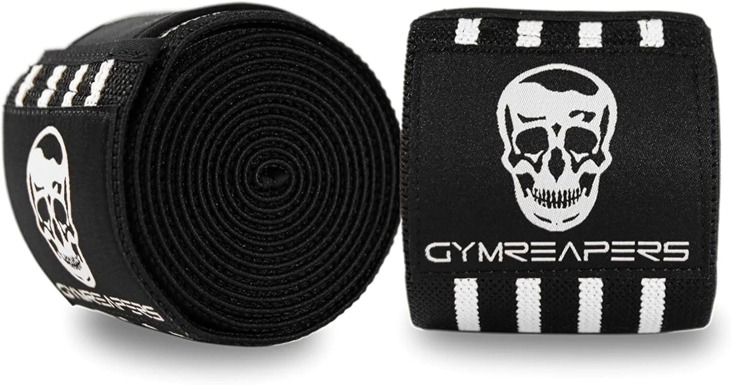 Gymreapers Knee Wraps for Squats and Powerlifting 72 Inch Compression Wraps with Strap for Men & Women Weightlifting Support