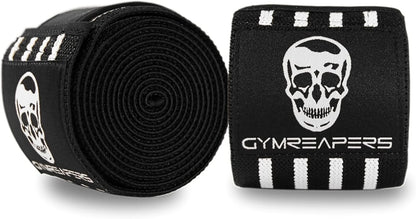 Gymreapers Knee Wraps for Squats and Powerlifting 72 Inch Compression Wraps with Strap for Men & Women Weightlifting Support